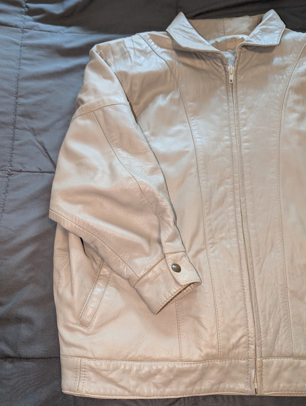 Vintage 80s 90s Remy Butter Leather USA  Jacket Taupe Batwing Oversized Medium